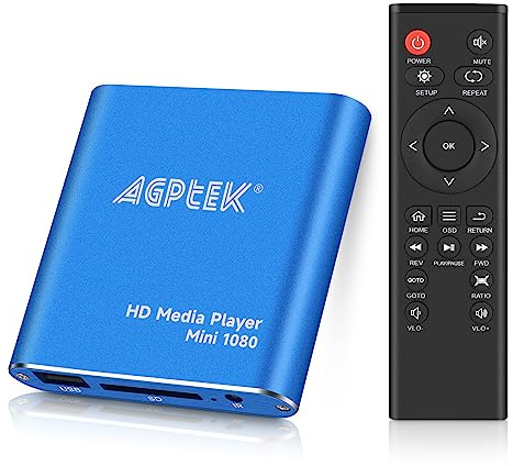 HDMI Media Player, Blue Mini 1080p Full-HD Ultra HDMI MP4 Player for -MKV/RM/ MP4 / AVI etc- HDD USB Flash Drive/HDD and SD Card