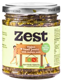Zest Vegan Basil Pesto, 165g, Italian recipe with Basil & Cashew Nuts, Plant Based, Gluten & Dairy Free