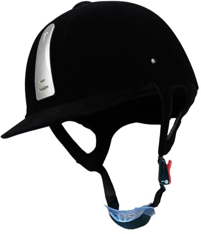 Harilla Casque d'équitation, équipement d'équitation, Chapeau d'équitation, Tour de tête 54-62 cm, Casquette d'équitation pour Hommes et Femmes, Noir argenté