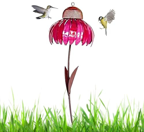 Kolibri-Futterstation – stehender Sonnenhut für Vögel, Outdoor-Kunst, Metall, stehend, Blumen-Vogelfutterstation für Garten, Hof, Dekoration