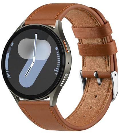 Vancle Ersättningsarmband för Samsung Galaxy Watch 7 40 mm 44 mm, mjukt och ventilerande läderarmband, 20 mm, ersättningsarmband för Samsung Galaxy Watch FE 40 mm, 150-210 mm, Läder