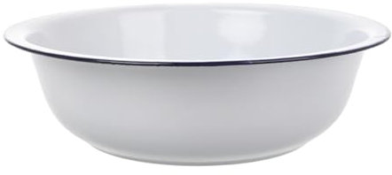 Housoutil Bacinella Smaltata Vintage Ciotola Smaltata Per Mescolare Spessa Ciotola Per Pasta Madre Piatti Smaltati Bianca Luminosa Per Lavare Le Verdure