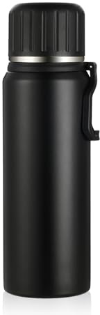 Boziee Termo de acero inoxidable, 800 ml, con vaso, sin BPA, portátil, para viajes para café y té (negro)