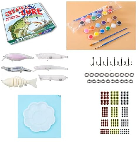 THKFISH DIY Fishing Lure Kit - Kid-Friendly Lures Making kit Customizing Lures, Includes Paint & Brushes, Perfect Fishing Gifts and Crafts for Kids, Tackle Box Must-Have