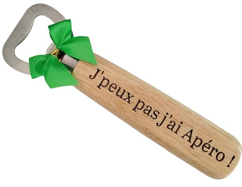 Décapsuleur en Bois Gravé et Personnalisé Humoristique - Cadeau Fan d' Apéro Accessoire Original pour Anniversaire, Noël Accessoire Drôle pour un Apéro Entre Amis