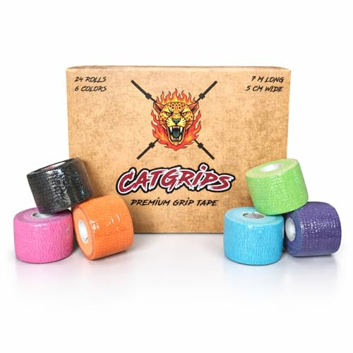 Tape CrossFit per Dita e Polsi – Adesivo Sportivo Antiscivolo – Benda Elastica per Sollevamento Pesi e Allenamento – Nastro Crossfit Pro XL - Hook Grip Tape - CATGRIPS (6 Colori, 24 tapes x 5cm)