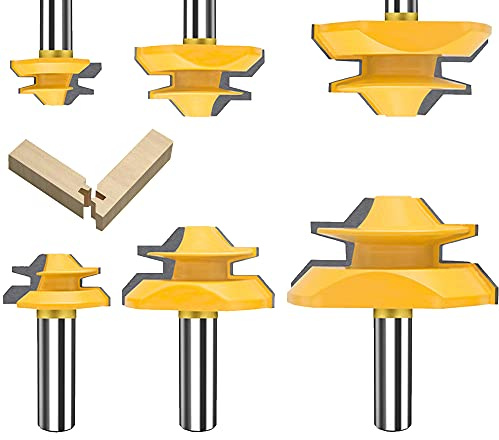 MAYLNE Router Bits 1/2 inch Shank Miter Router bit Set 3 PCS, Adjustable T Shape Milling Cutter Tool Drilling Woodwork Router Bits Sets Tool for Router Table/Base Router/Kitchen(DE2-G)