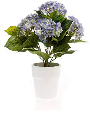 artplants.de Fiore Artificiale d'ortensia LAIDA in Vaso di Ceramica, Azzurro, 35cm - Ortensia Finta - Fiore Finto