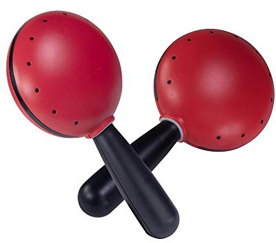 Halilit Hi-Lo Maracas (Pair). High-end Hand Shaker Percussion Musical Instrument. Percussionists of All Levels. Teens & Adults. Built to Last (Red)