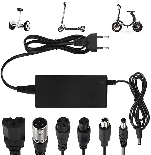 Elektroroller Ladegerät, 42V 2A, Universal-Ladegerät mit 6 Anschlüssen für E-Scooter, Hoverboard, Elektrofahrräder, EU