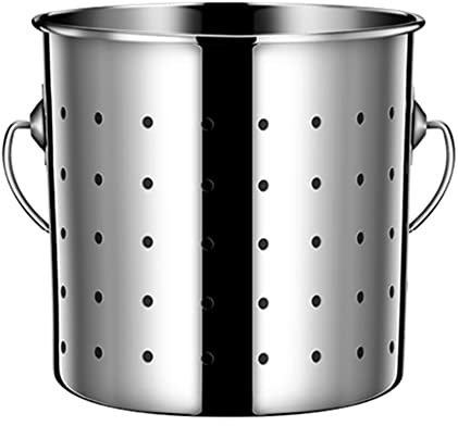 WQZStar Filtereimer aus Edelstahl, undichte Eimer, handelsüblich verdickter, extra Dicker, deckelloser großer undichte Eimer, Haushaltseimer, Eimer für geschmortes Fleisch, Filtereimer, 45 cm (45 cm)
