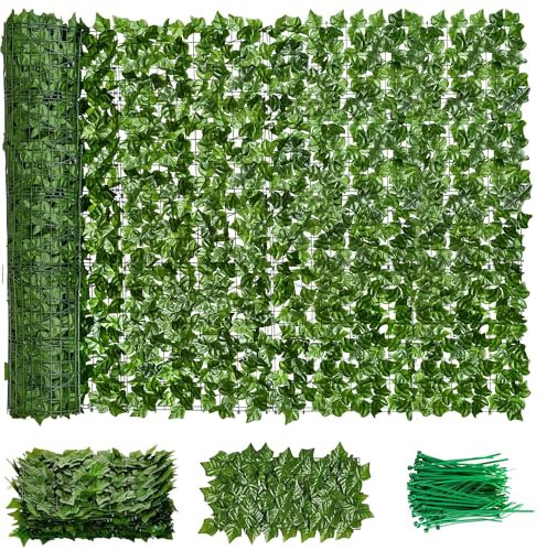 Moeput Faux Ivy Privacy Fence Screen 4PCS 20 x 20 Inch Artificial Faux Ivy Hedge Expandable Faux Privacy Fence Decoration for Wall Screen, Outdoor Garden, Wedding Decor,No Cable Tie (40x40 inches)