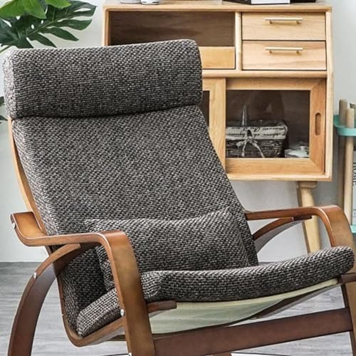 Poang Chair Armchair Cushion, 1 Piece Soft Cushion Replacement with Removable Cover Poang Chair Cotton Cushion Non Slip Rocking,Thick Padded,Burlap Brown