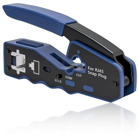 Pince à Sertir RJ45 Traversant Professionnelle Outil Cat8 Cat7 Cat6 RJ11 Coupe Dénude Crimp Pliers Network Connector Universel Sertit Lame Remplaçable pour Connecteur Réseau Sertir Prise Téléphone