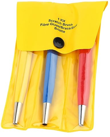 3pcs Glasfaserkratzbstift Set Professionelles Rostentfernungswerkzeug mit einziehbaren Borsten für Uhrenschmuck und Hobbyhandwerk 11 cm Länge 3 Farben