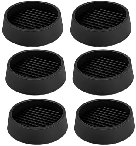 Carpet Protector Cups, 6 Pack Rubber Furniture Coasters, Sofa Feet Protectors for Wooden Floors, Anti-Slip Castor Cups, 5 cm Black Furniture Pads for Hardwood Floors and Office Chairs