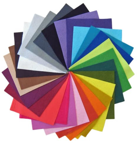 Woolous Wollfilzblätter - Filzstoff Patchwork-Nähquadrat DIY Handwerk - dicker Filzstoff quadratisch für Kinder 63 Stück 10 x 8 Zoll (30 x 20 cm) 1 mm dick