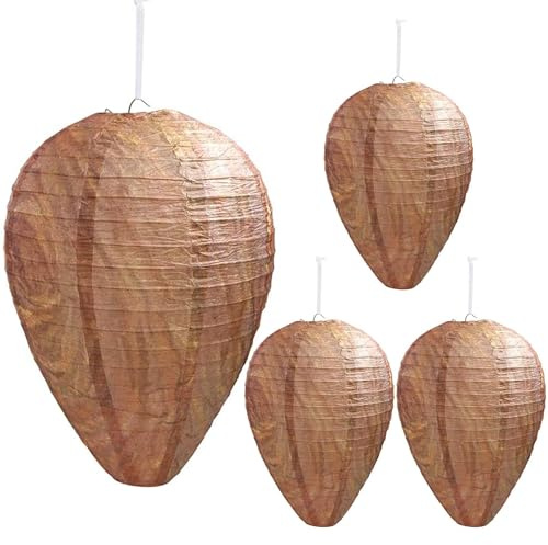 4 Pack Wasp Nest Decoy Hanging Wasp Nest Stay Away from Wasps Hornets Yellow Jackets