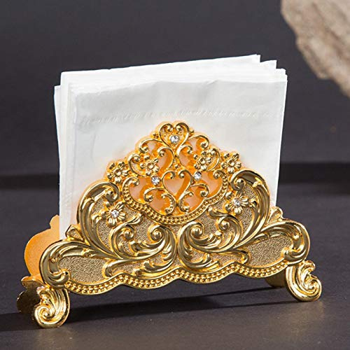 Serviettenhalter für Tische, Gold Silber Metall Tissue Holder Spender Papier Serviettenständer für Restaurant Hotel Cafe Tischdekoration(Gold)