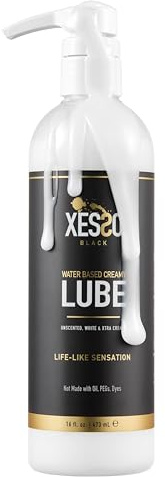 XESSO Water-Based Creamy Lube, Unscented 16 fl oz, Thick White Gel-Like Slippery Glide, Hypoallergenic for Women, Men & Couples. Made in US & Discreet Package. Package May Vary