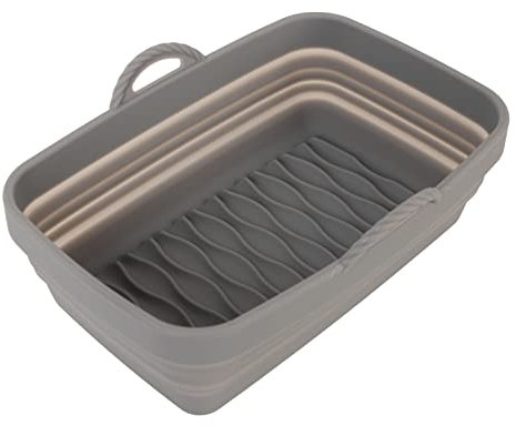 Fritteuse Liner, wiederverwendbare, faltbare, nicht klebende, quadratische Silikon-Luftfritteuse, Air Fryer Backofen Zubehör, Ersatz für brennbares Pergamentpapier (Grau)