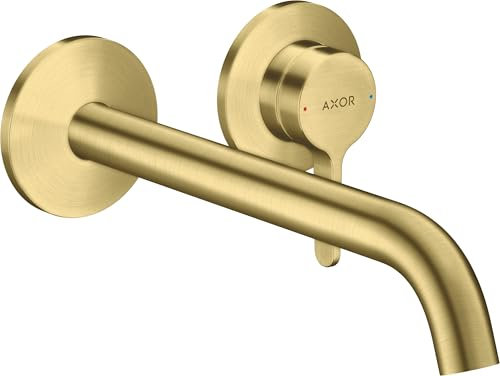 hansgrohe AXOR One Einhebel-Waschtischarmatur Unterputz für Wandmontage mit Hebelgriff und Auslauf 220 mm, 48120950, Farbe: Brushed Brass
