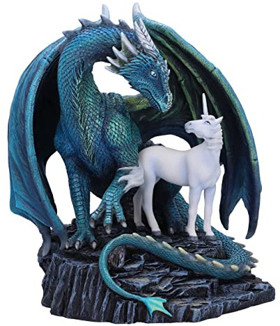 Nemesis Now Protector de Magick 17 cm, Resina, Figura Protectora de Lisa Parker, Adorno de Unicornio y dragón, Obra de Arte Exclusiva de fantasía, fundida en la Mejor Resina, Pintada a Mano