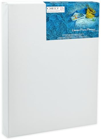CHELY INTERMARKET MOD563 Lienzos Para Pintar 50x70 CM Bastidor Madera 24 MM Algodón Blanco Preimprimado Profesional Para Acrílico Óleo Manualidades Bellas Artes Artistas Aficionados