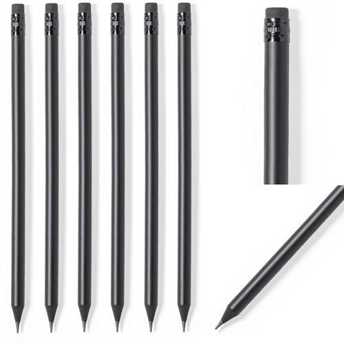 noTrash2003 5 bis 100 Stück matt schwarze Bleistifte Holzbleistifte mit Radiergummi Black Edition HB, vorgespitzt, 19 cm Länge Sparpack Nachhaltig (Modern, 5, stück)