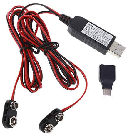 WELLDOER Batterie 6F22 9 V - Remplacez vos piles 9 V par USB/Adaptateur d'alimentation de type C pour microphone multimètre - Remplacez 1 à 4 piles AA