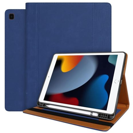 World biz Étui en cuir pour iPad 10.2, compatible avec iPad 9{^>e<^} génération/iPad 8{^>e<^} génération (2020)/7{^>e<^} génération (2019), étui en cuir de qualité supérieure avec poche et