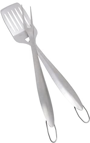 KONTONTY 2pièces Kit Ustensiles Barbecue Acier Inoxydable Fourchette Et Spatule Ergonomiques pour Grillades Plein Air Accessoires BBQ Pratiques pour Barbecue Et Camping