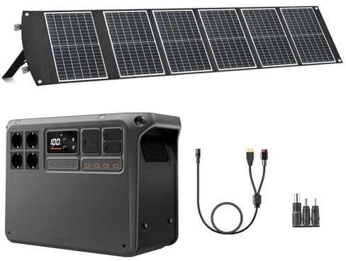 DJI Power 2000 Tragbare Powerstation 2048 Wh, 3000W Solar Generator mit 1 x 100 W faltbarem Solarpanel, Notstromaggregat für Zuhause, Camping/Wohnmobile/Notstrom. MPPT separat.
