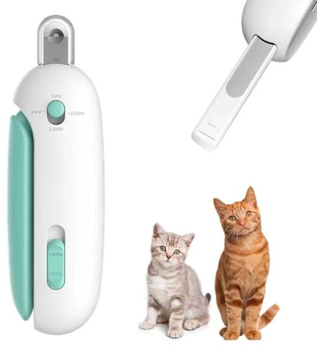 Korvanta Cat Nail Clipper with Adjustable Round Hole,Cat Nail Trimmer with Hidden Nail File,Anti-Splash Grooming Tool for Kittens, Cats & Small Pets (Blue)