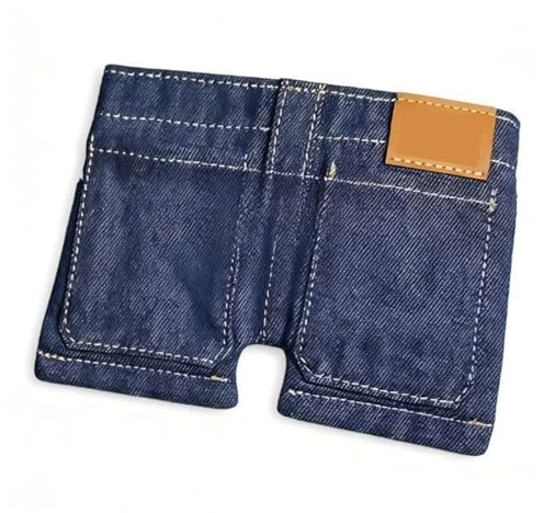 JJIAGOLD Mini portafoglio pieghevole a forma di jeans, portafoglio compatto in denim zero e piccolo porta carte per l'uso quotidiano