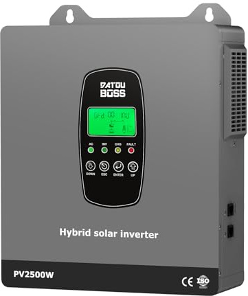 DATOUBOSS 1800W Hybrid Solar Wechselrichter 12V Reiner Sinus | 12V DC auf 220V/230V AC mit MPPT Solarladeregler, BMS-Schutzsystem, für Lithium-Batterien