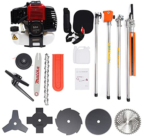 Desbrozadora Térmica Multifunción 4 en 1 52CC Cortasetos Motosierra podadora de gasolina con arnés y accesorios herramienta jardinería profesional Agricultura Corta-Bordura podadora