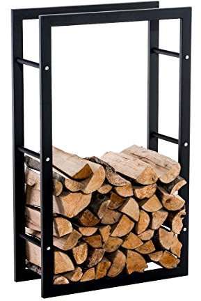 Scaffale Legnaia KERI V3 in Metallo per Camino - Portalegna da Interno per Caminetto I Ferro Verniciato a Polvere Nero Opaco con Tasselli AntiGraffio I Scaffale Legna Camino, Dimensione:25x80x100 cm