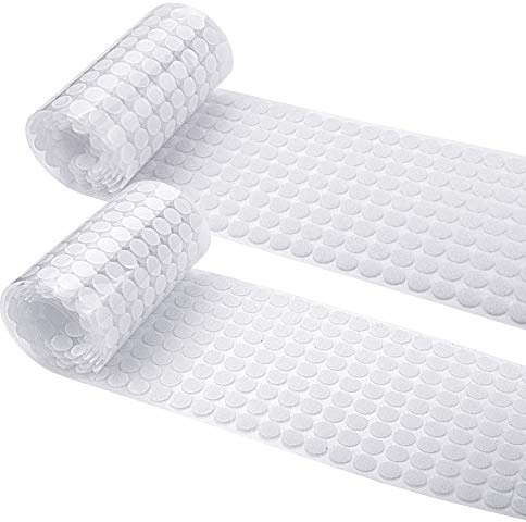 JANYUN 1008 Pcs 2/5 10mm Diameter Sticky Back Dots Hook and Loop Self Adhesive Dots Tapes (White)