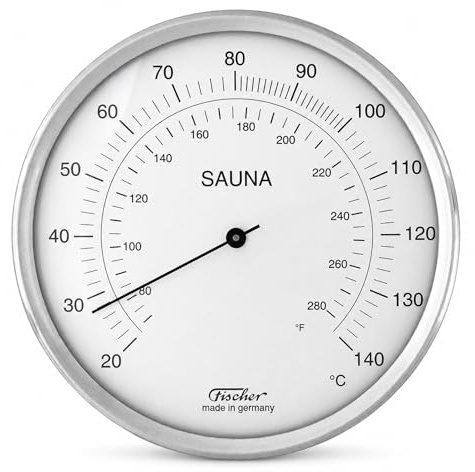Fischer 198-01CF - Termómetro para Sauna, Termómetros (Escala Doble, con °C y °F), Fabricado en Alemania