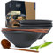 Moritz & Moritz Lot de 4 bols à ramen en céramique - 800 à 1300 ml - Diamètre : 24 cm - Pour 4 personnes - Pour soupe, pho et sushi - Avec baguettes et cuillères