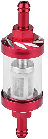 Inline Kraftstofffilter Ersatzkraftstofffilter Leistung Universal Kraftstofffilter Metallglas Inline Benzinöl Kraftstofffilter 8mm Gewindeersatz für Motorrad(rot)