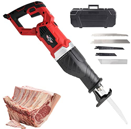 Scie À Os Boucher Professionnel Scie, Scie Viande Électriques 900w/1300w, 4 Lames de Scie pour Couper Viande Congelée, Os, Métal, Bois, Plastique, Commercial et DomestiqueRed-1300W