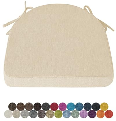Lsjoaw 1 Stück Stuhlkissen Sitzkissen Stuhl 43X42X40X5 Sitzpolster mit Bindeband Rutschfestes Zierkissen Gartenkissen Halbrund Auflage für Stühle Indoor/Outdoor Sitzauflage,Beige