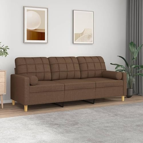 LAPOOH 3-Sitzer-Sofa mit Zierkissen Braun 180 cm Stoff, Sofas & Couches, Sofa Wohnzimmer, Sofa Für Jugendzimmer, Relaxsofa, Sofa Für Schlafzimmer, Polstersofa 3200793