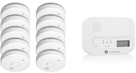 ELRO FS1801 Rauchmelder - Entspricht der Europäischen Norm EN14604-10 Stück & Smartwares FGA-13041 Kohlenmonoxid-Melder, 10 Jahre Sensor, mit Display und Testknopf