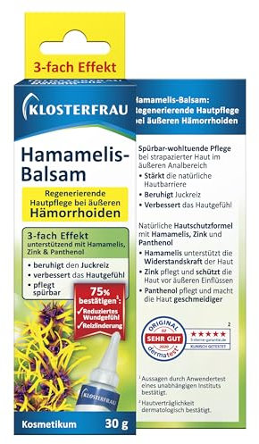 Klosterfrau Baume à l'hamamélis | Soin régénérant de la peau pour les hémorroïdes extérieures | Triple effet de soutien avec hamamélis, zinc et panthénol | 30 g