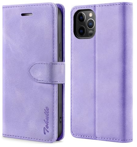 TOHULLE Case for iPhone 13 Pro, Premium PU Leather Wallet Case with Card Holder Kickstand Magnetic Closure Flip Folio Case Cover Compatible with iPhone 13 Pro - Purple