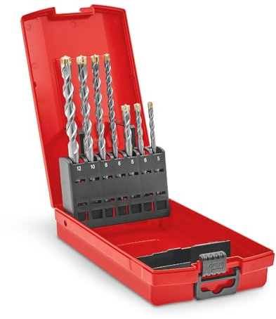 kwb SDS Plus Bohrer Set, Hammerbohrer SDS Plus Set (7-tlg., Ø 5/6/6/8/8/10/12 mm x 110/160 mm, mit extrem schneller Hartmetall 4X-Schneide, für Beton, Stein & Mauerwerk)