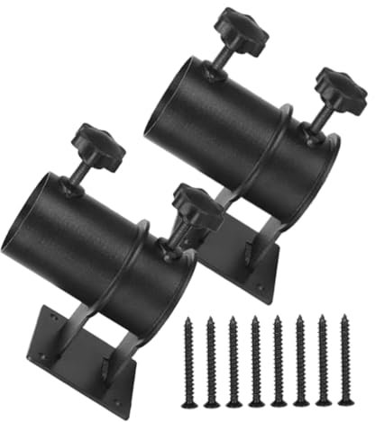 SEWOART Support de Parasol Réglable en Fer, Fixation pour Terrasse et Balcon, Montage Rambarde, Noir, Résistant la Rouille, 2 Pièces